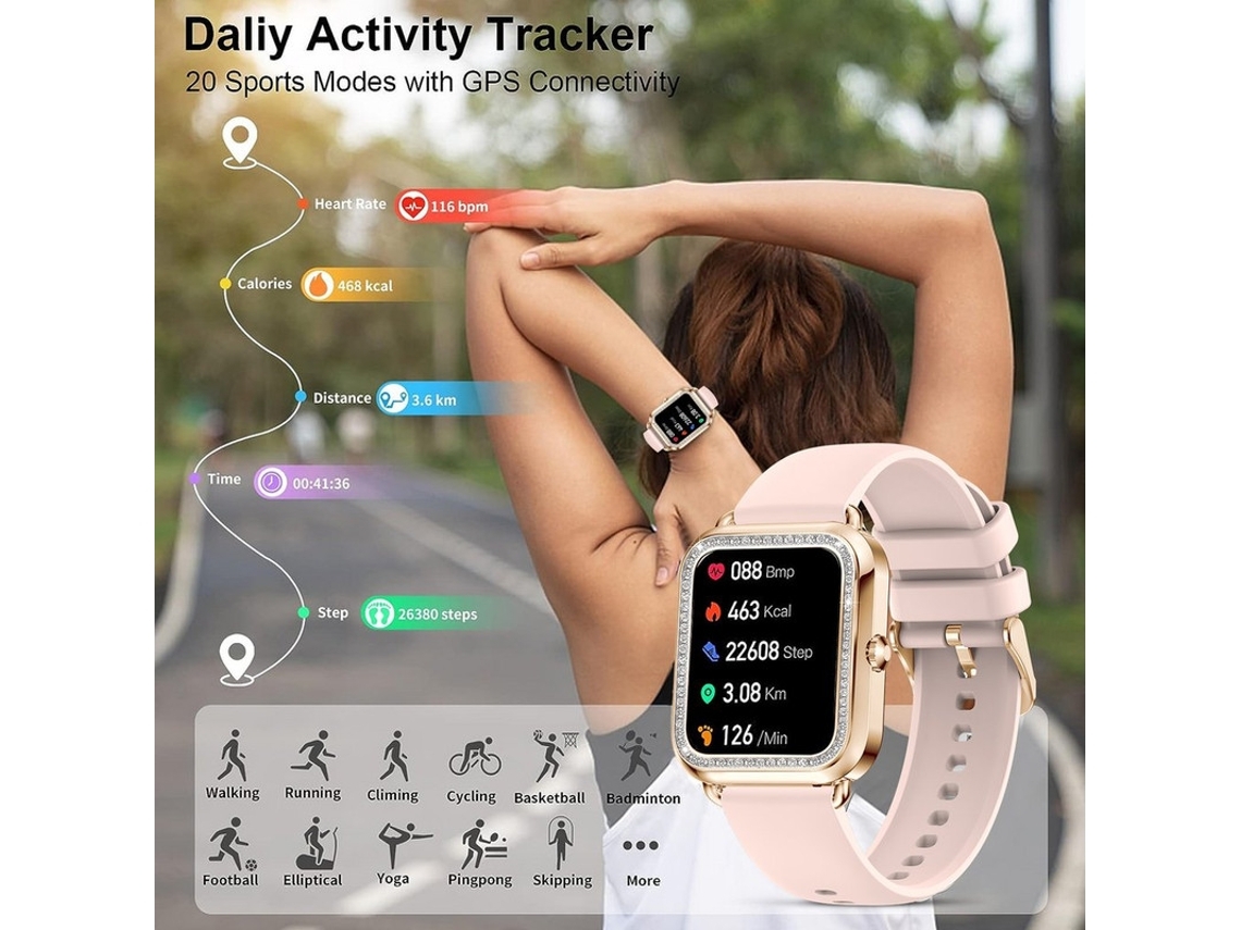Smartwatch com Função de Telefone Strass 1.57'' Hd Android/Ios Dourado VEANXIN