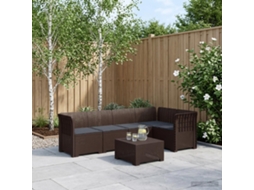 Vidaxl Sofá De Jardim De 5 Pessoas Com Almofadas Visual De Rattan Pp