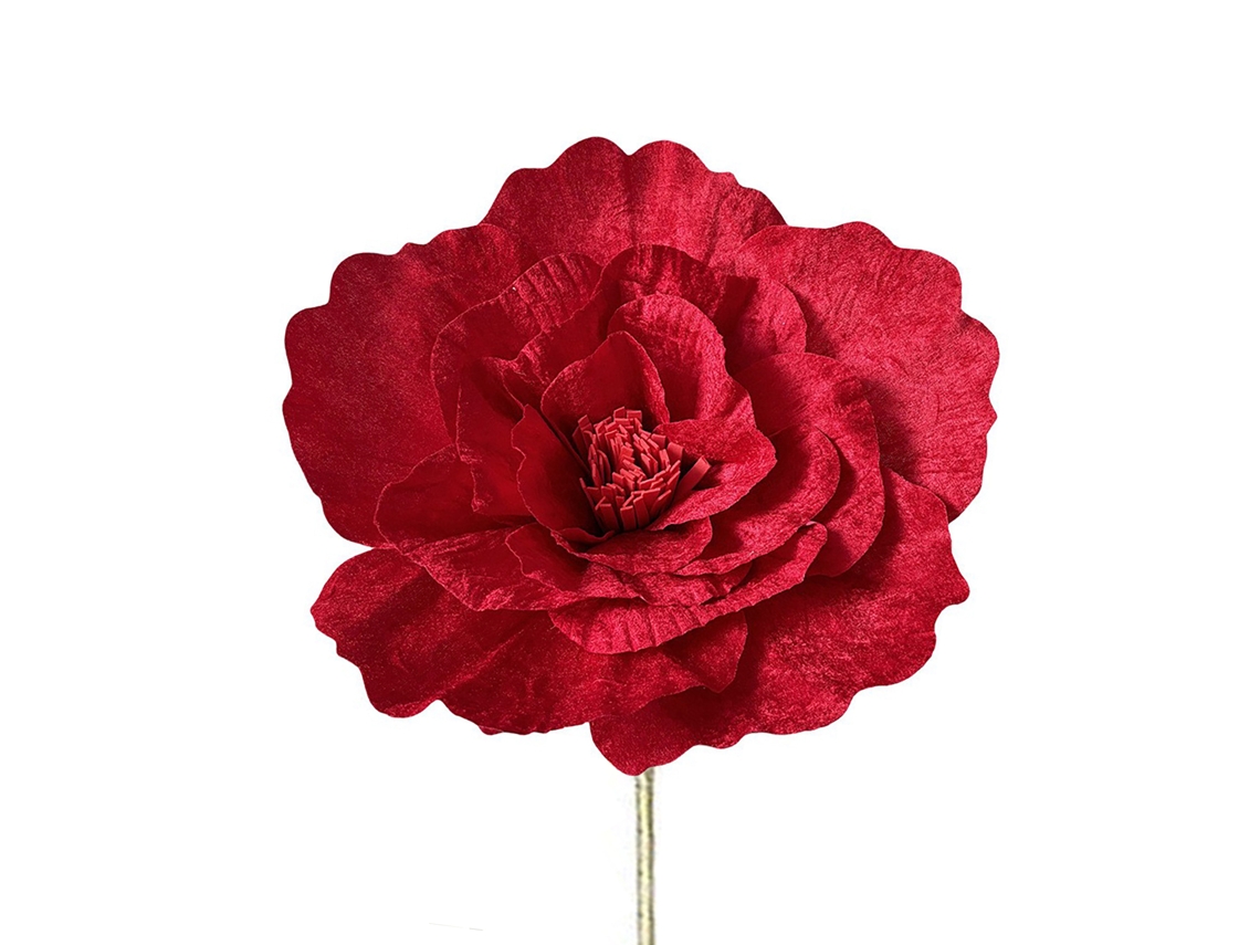 Laxiscreed Flanela Artificial Vermelha De 40cm Com Ramos Curvados Para Decoração Natalícia