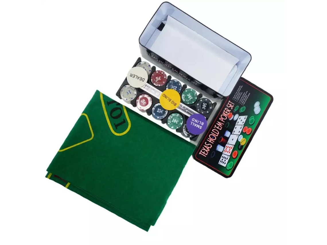 Conjunto De Fichas De Poker , Fichas Profissionais De Cassino, 4 Cores, Com Botão De Dealer. Mdug (200 Fichas)