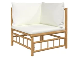 Maison Exclusive - Sofá De Canto De Jardim Bambu Com Almofadões Branco Nata