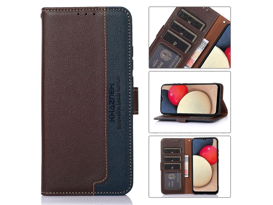 Capa Para Celular For Honor Magic5 Khazneh Em Couro Com Textura De Lichia E Proteção Rfid.