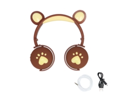 Aetheria fones de Ouvido Sem Fio Infantil Orelha de Gato Bluetooth com Microfone Plegável Marrom