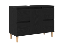 Conjunto 1 Armário De Banheiro Vidaxl Preto Derivados De Madeira (80 X 33 X 60 Cm)