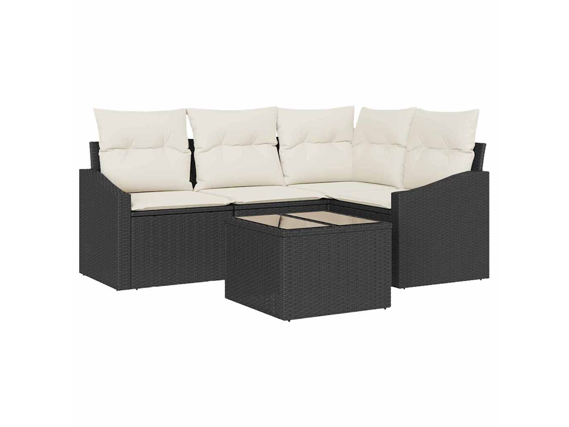 Conjunto 5 Sofá Exterior Vidaxl Castanho Vime Pe (178,5 X 123,5 X 85 Cm)