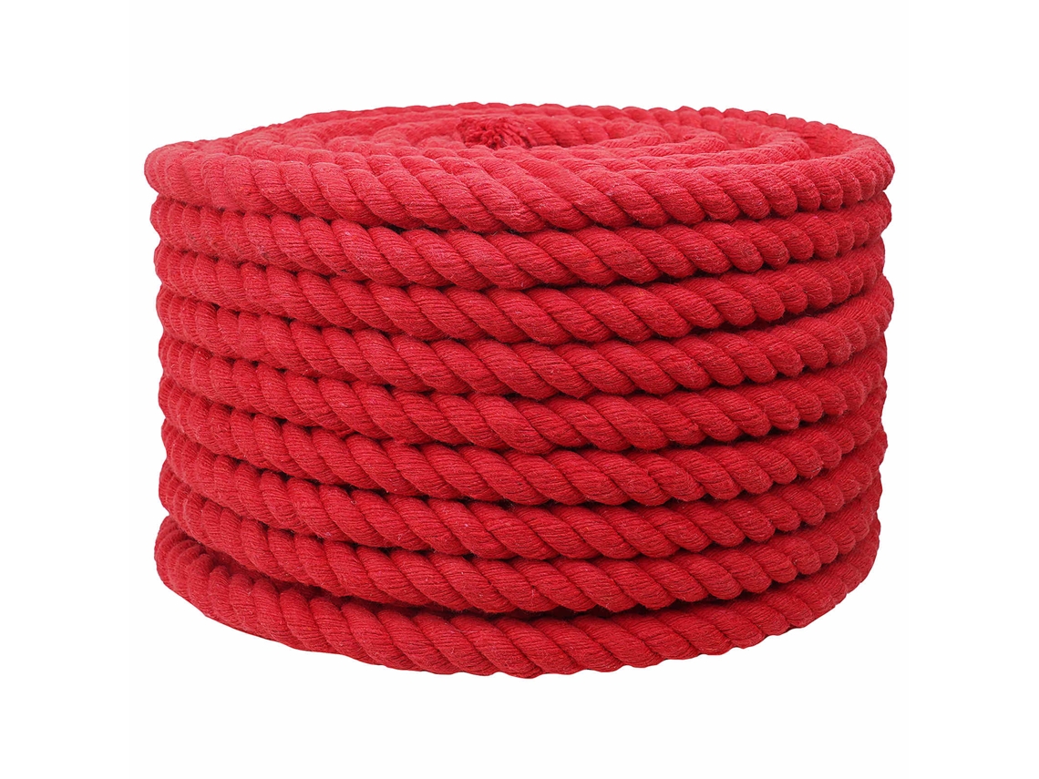 Vidaxl Corda De Algodão 16 Mm 50 M Vermelho 100% Algodão