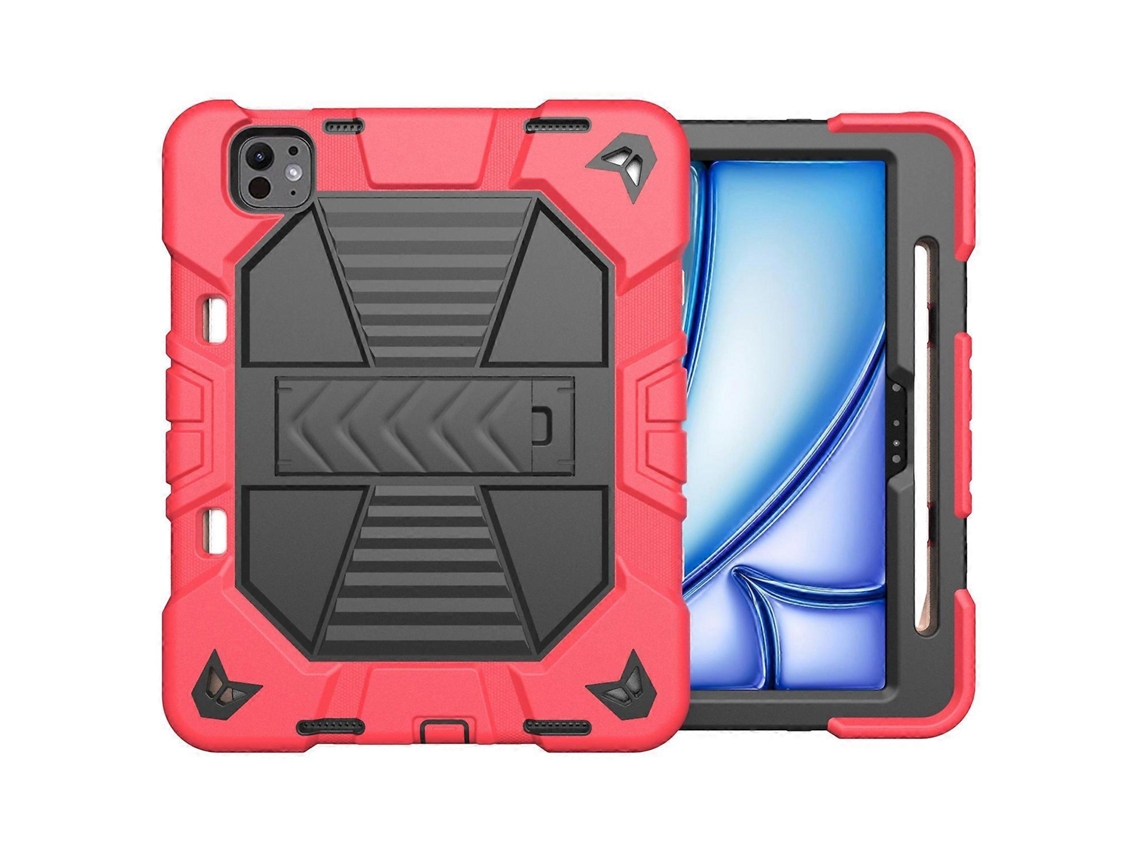 Capa Para Ipad Pro 11 Com Suporte, Proteção Antichoque Em Pc Silicone Vermelho Preto Tuotuo (2024)