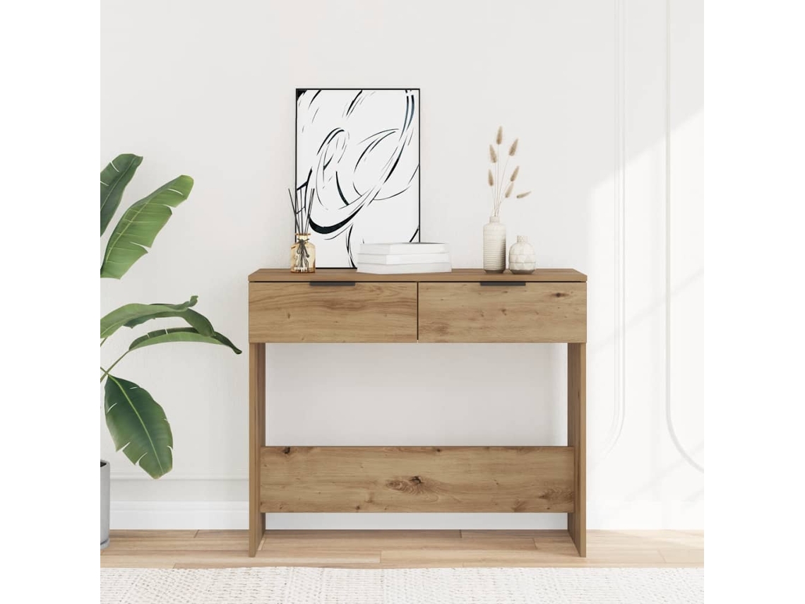 Vidaxl Mesa Consola 90x36x75 Cm Derivados Madeira Carvalho Artisiano