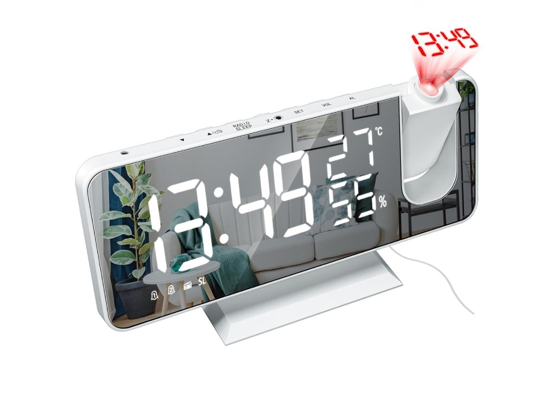 Rádio-relógio Com Visor De Temperatura E Humidade, Relógio Eletrónico, Despertador Digital Led