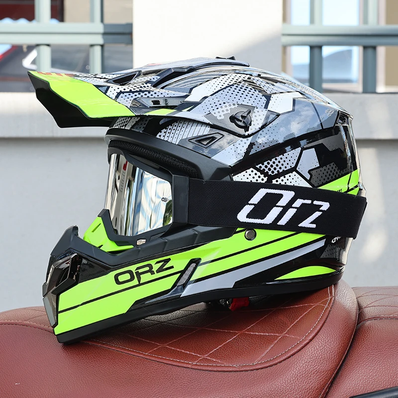 (m) Capacete De Motocross Com Viseira, Certificado Dot, Casco Em Abs, Resistente A Impactos.