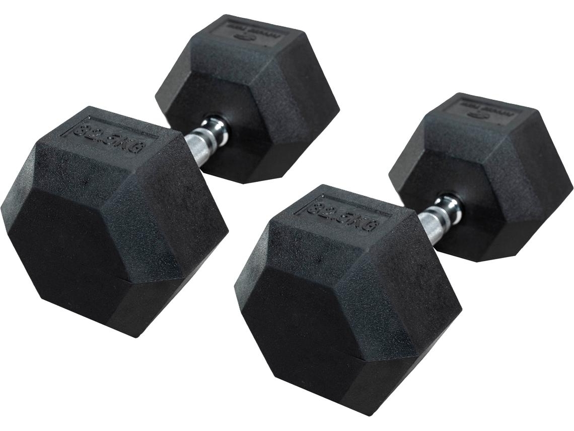 Conjunto de 2 Halteres Hexagonais Fitness Tech (32.5Kg - Borracha)