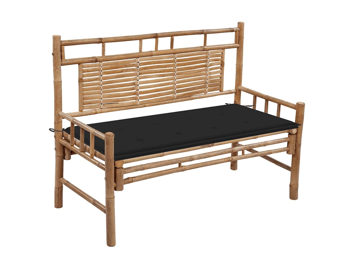 Vidaxl Banco De Jardim Com Almofadão 120 Cm Bambu