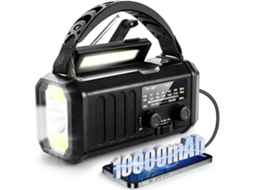 RÁDIO DE MANIVELA AQUAFORGE com célula solar, lanterna, bateria externa de 2000mah