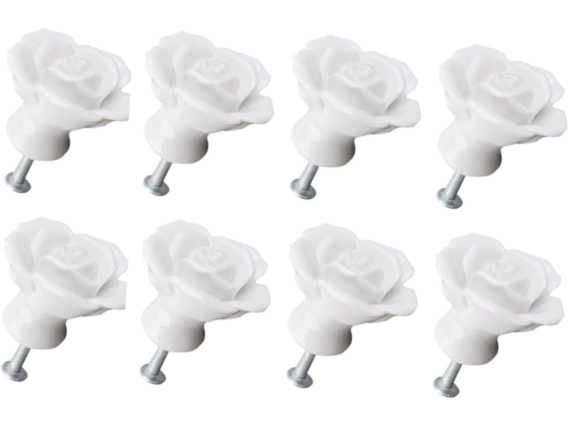 Conjunto De 8 Puxadores De Cerâmica Rosa Para Gavetas, Armários E Gabinetes De Cozinha.