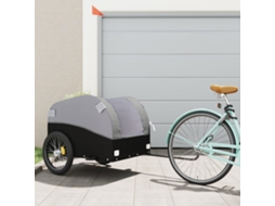 Vidaxl Reboque Para Bicicleta 45 Kg Ferro Preto E Cinza