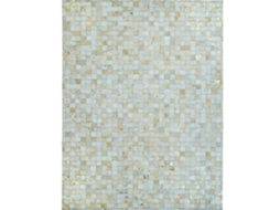 Tapete De Sala Em Couro Reciclado Branco Dourado 120x170