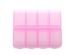 Caixa De Comprimidos Retangular De Plástico Com 8 Compartimentos, Rosa. Nostalgia88