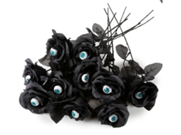 10 Buquês de Rosas Artificiais Pretas de Seda com Olhos Falsos AQUAFORGE