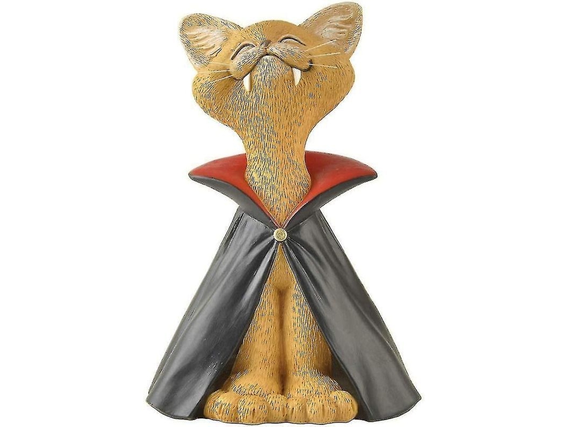 Figura De Gato Feliz Em Pose De Yoga E Meditação - Resina Pintada À Mão Orange-vampire Dracul