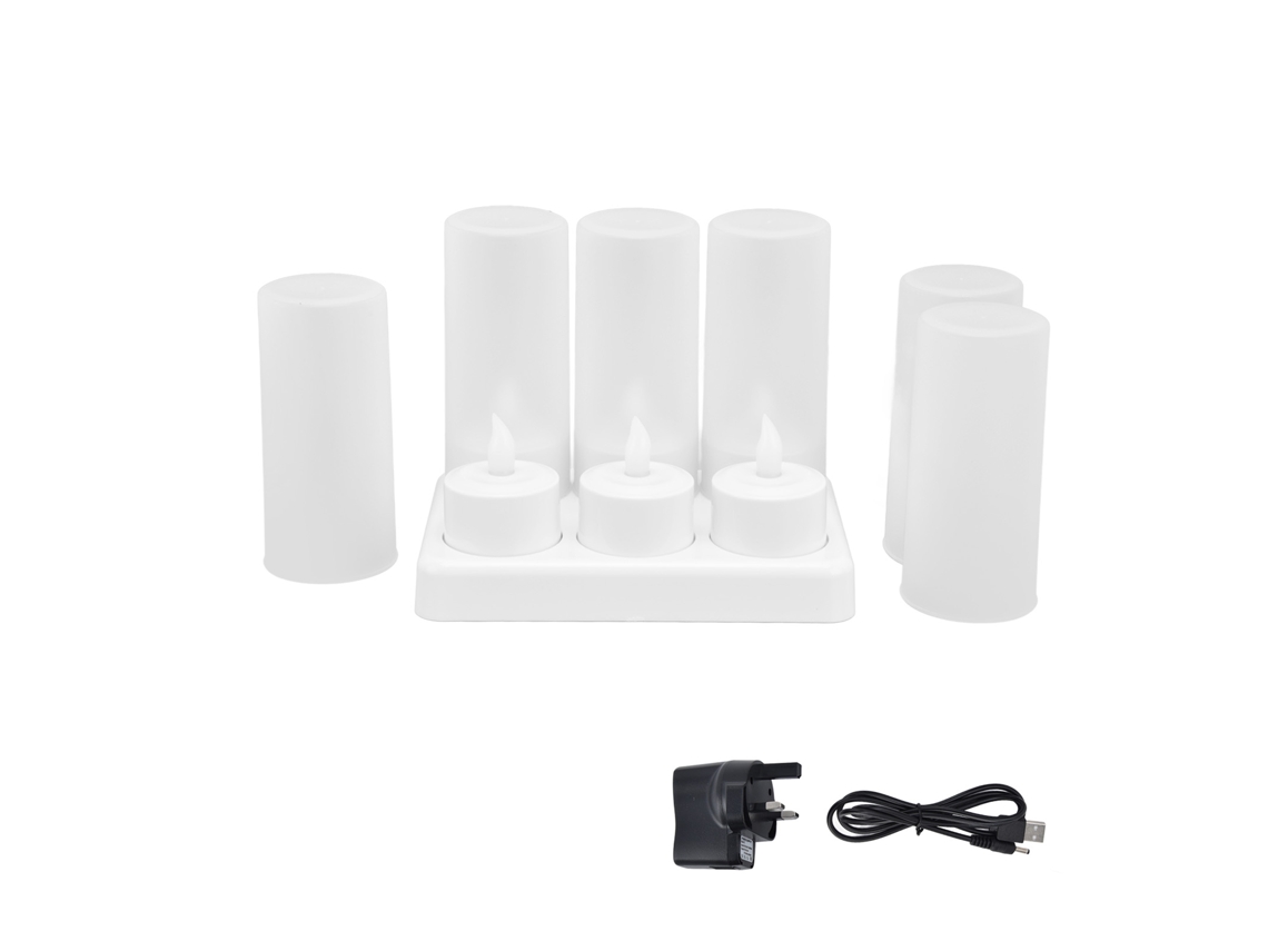 Vela LED sem chama Baok, luz branca quente, ideal para casamentos, festas e mesas de jantar. Plugue padrão do Reino Unido (100-240V).