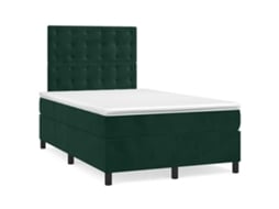 Cama Boxspring com Colchão Veludo Verde Escuro MAISON EXCLUSIVE (120x200 cm)