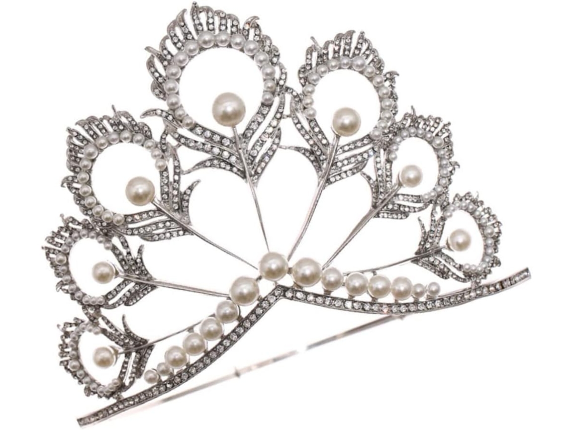 Tiara De Casamento, Coroa De Cabelo Com Cristais E Pérolas, Acessório De Cabelo Para Noiva