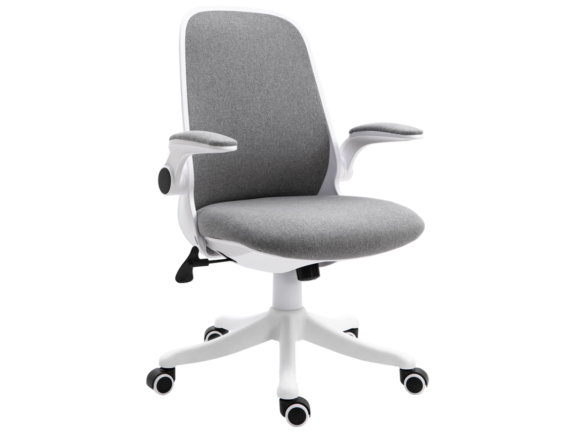 Cadeira De Escritório Giratória Função De Inclinação Altura Ajustável Ergonômica Com Apoio De Braço Elevavel Carga 120 Kg 62,5x60x94-104cm Cinza