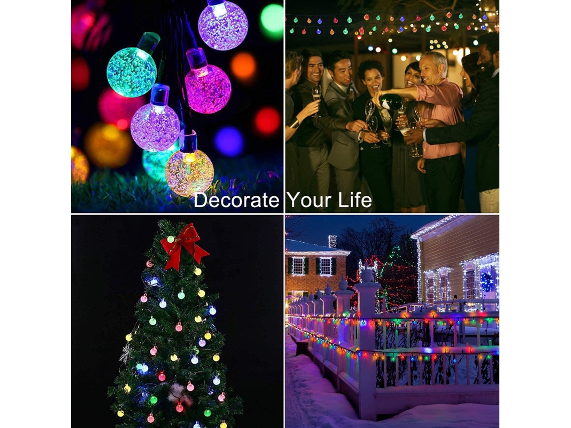 Cordão De Luzes Led, 30 Díodos, 6,4 M, Energia Solar, Resistente À Água, Para Decoração De Casa, Festas, Jardim E Eventos
