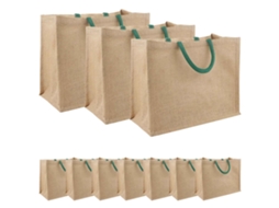 Vidaxl Bolsas De Juta 10 Natural E Verde 42 X 33 X 19 Cm
