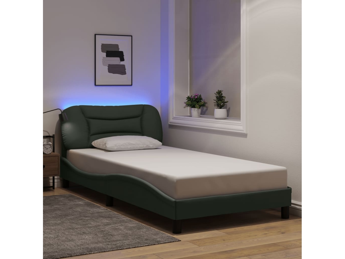 Estrutura De Cama Com Led Sem Colchão 100x200 Cm Tecido