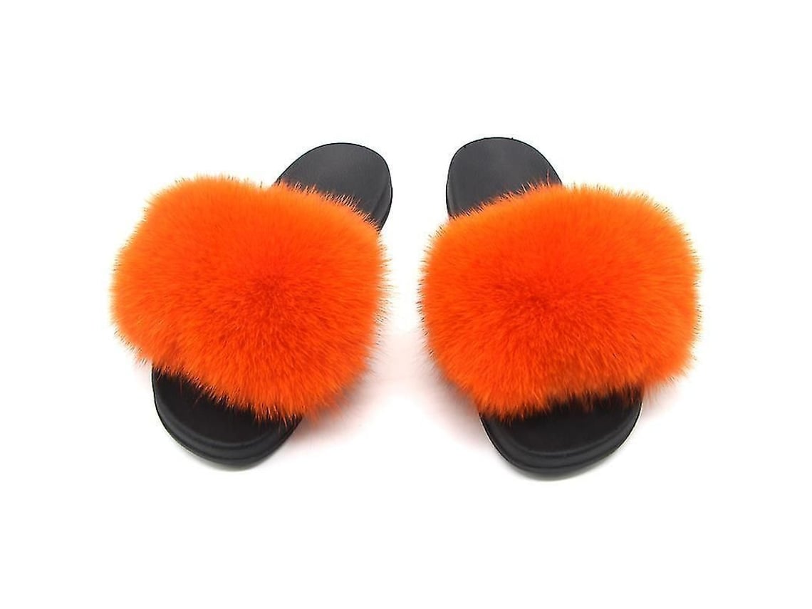 2026 zapatos de Pelo de Zorro para Mulher Chinelos Abertos Confortáveis com Solas Antiderrapantes Interior Exterior