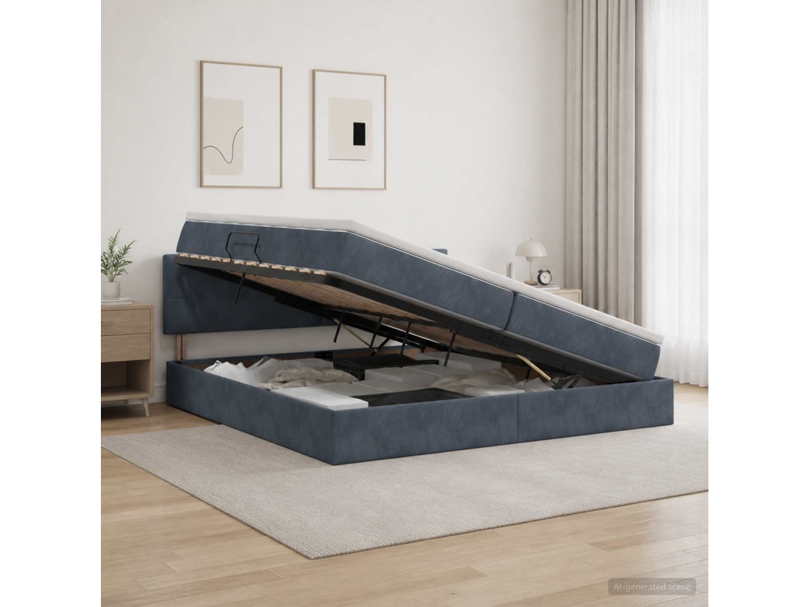 Vidaxl Cama Com Armazenamento Cinzento-escuro 200 X 200 Cm Veludo