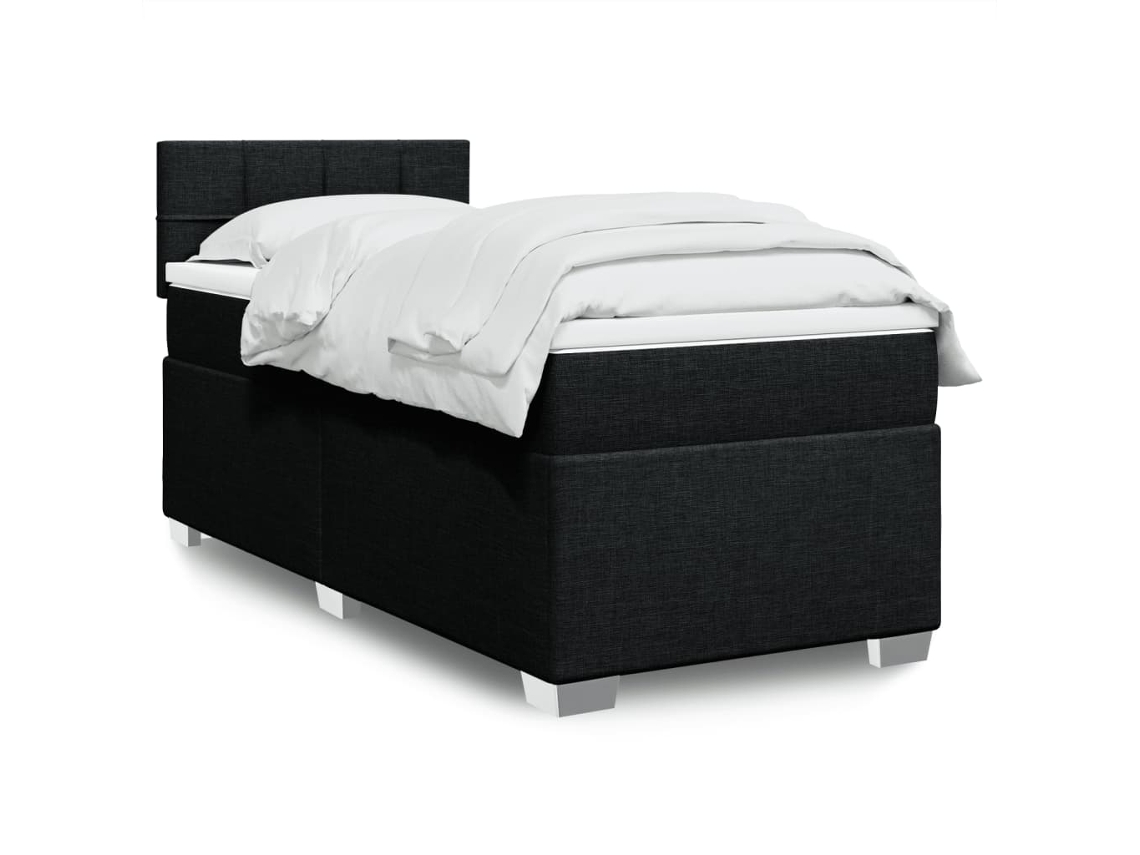 Cama com molas/colchão 90x190 cm tecido preto