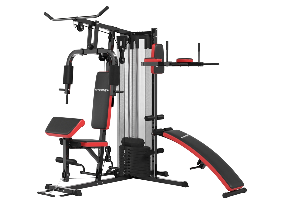 Estação Treino Multifuncional 65kg Pesos Ajustável Aço Couro