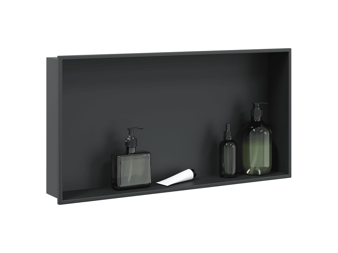 Vidaxl Nicho Parede P/ Duche 62x32x9 Cm Aço Inoxidável Preto Mate