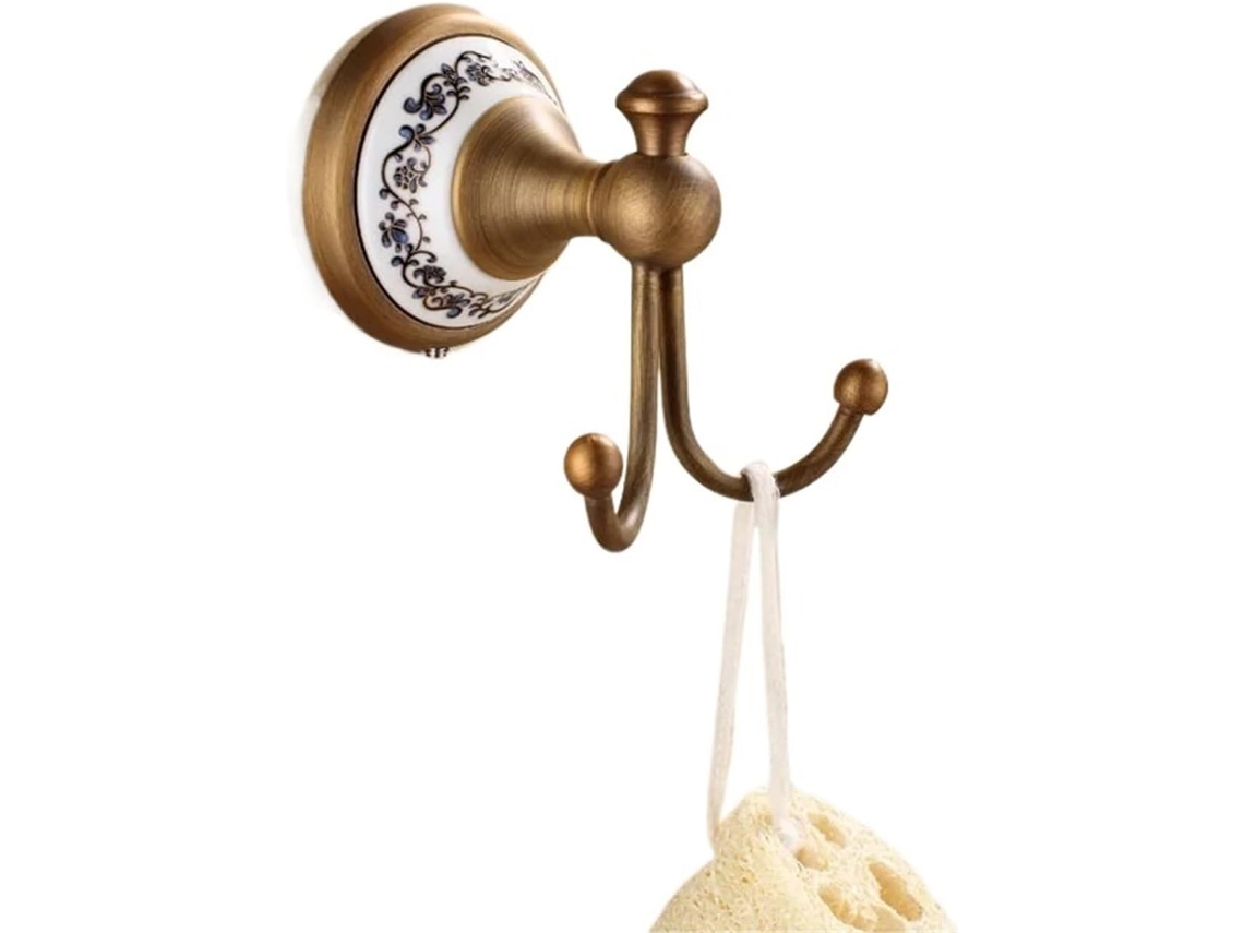 Ganchos De Latão Para Roupão, Antigo Roupas, Montados Na Parede Com