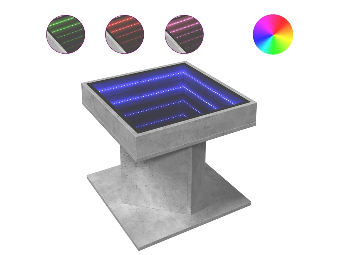 Mesa de Centro C/ Leds 50x50x45 Cm Madeira Processada MAISON EXCLUSIVE