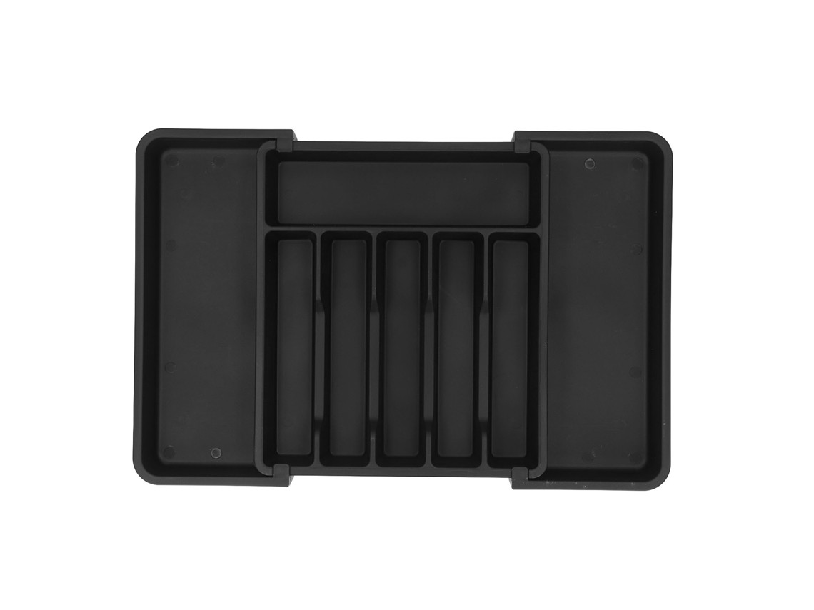 Organizador de gaveta expansível para armazenamento classificado de talheres e utensílios de cozinha - Preto