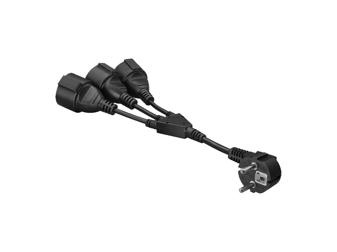 Adaptador Eu Angular Com 3 Tomadas, Cabo Flexível 30 Cm, 250v 16a, Pvc Preto