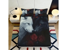 Conjunto de Cama Estampa 3d Lobo Rosa Microfibra com Fronha 200x25cm S/MARCA