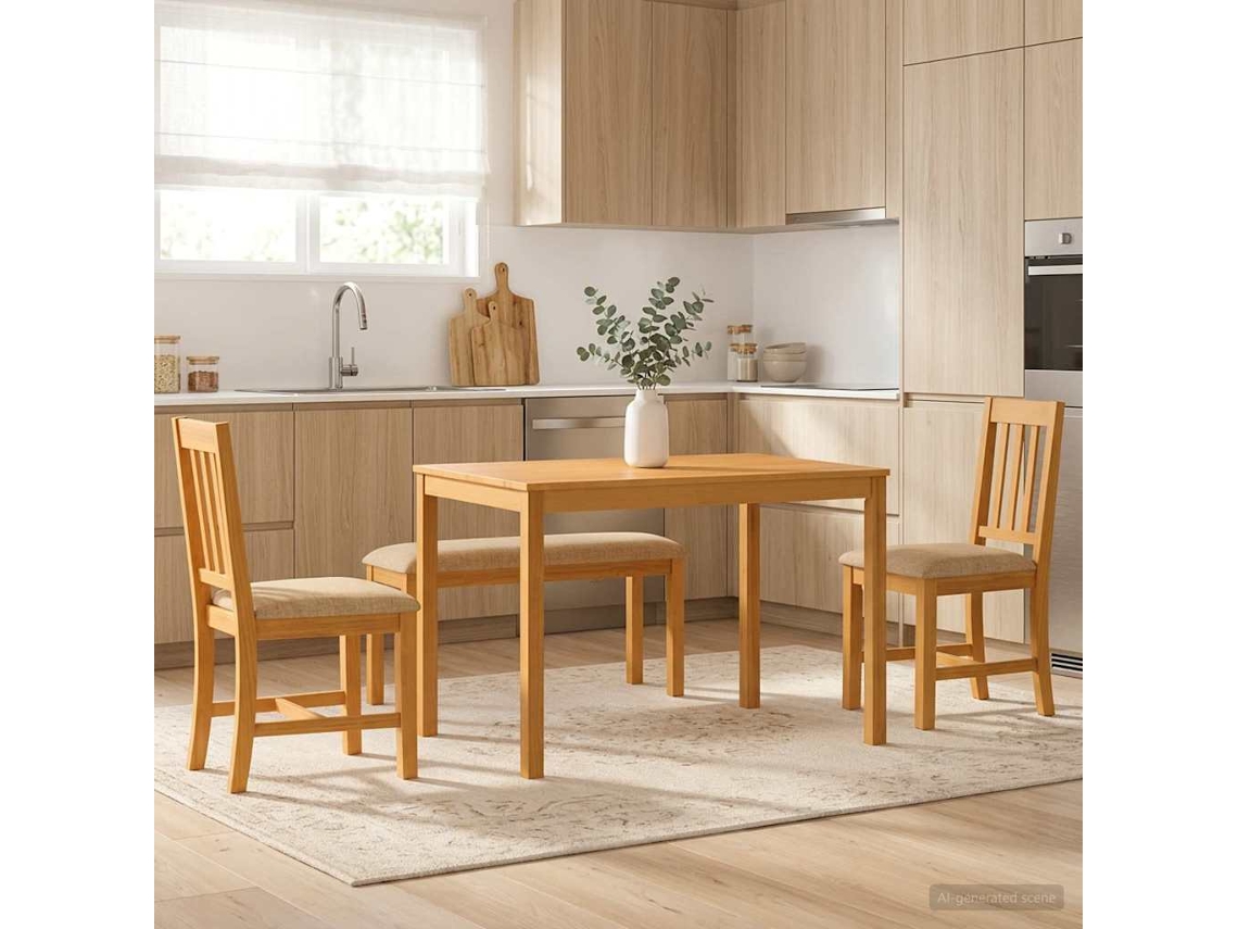 Vidaxl Conjunto De Sala De Jantar 4 Unid. Bege