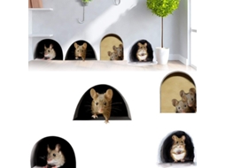 20 Adesivos De Buraco De Rato Bonitos Criativos 3d Para Mascotas 4 Estilos Decoração Divertida