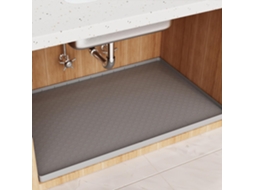 Tapete de cozinha impermeável, cinza, 86 x 56 cm, com borda elevada, protetor de guarda-roupa fácil de limpar.