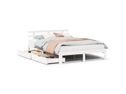 Bed Frame, Bed Frames Vidaxl Branco Madeira De Pinho (160 X 200 Cm)