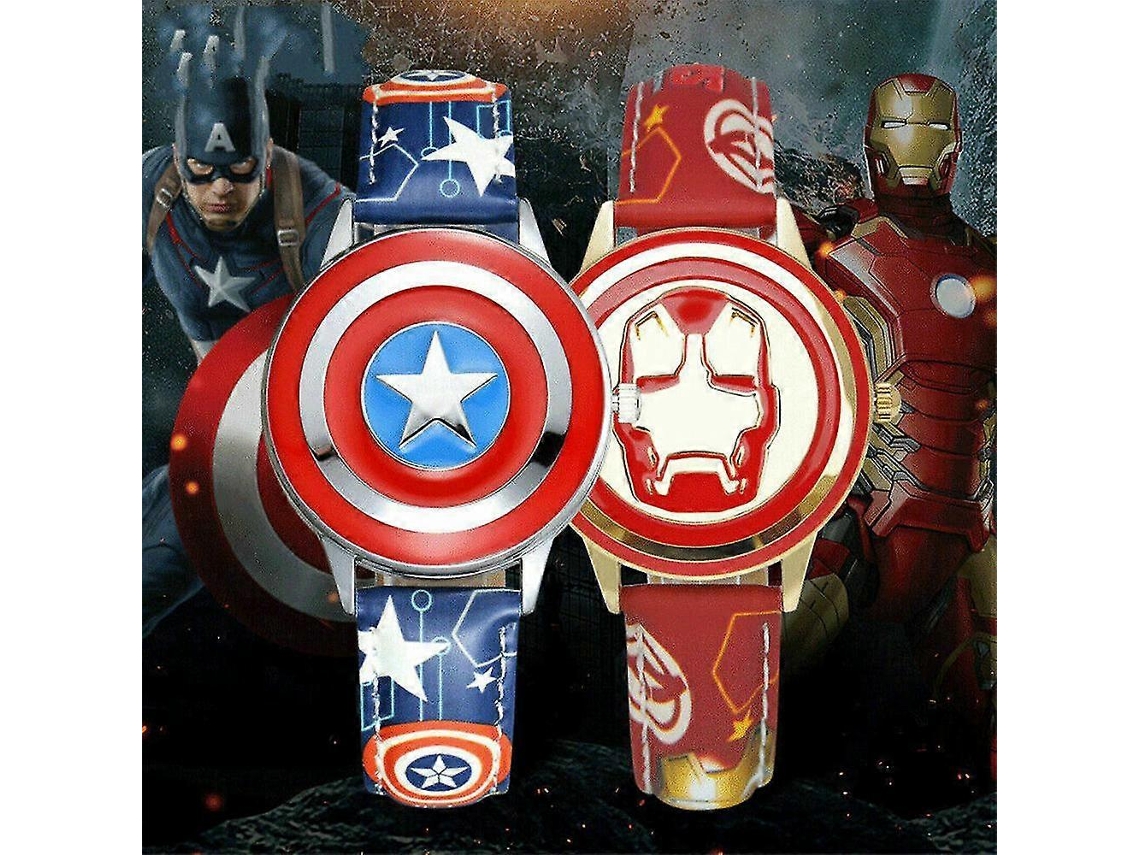 Relógio infantil de quartzo com tema dos Vingadores da Marvel e capa flip, presente para bicicleta elétrica Ly