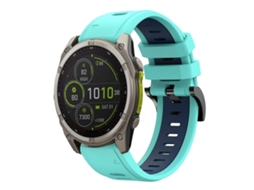 Bracelete para Garmin Fenix 8 Mip Silicone Esportivo Duas Cores Verde Menta + Azul Meia Noite XIAOMOYU (22mm) (47mm)
