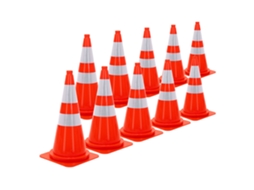 10x Cones De Sinalização Rodoviária Ecd Germany De 75 Cm, Laranja Com 2 Faixas Refletoras