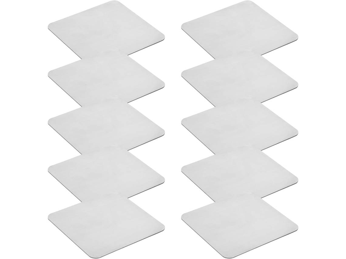 Placas De Identificação Lalafina, 10 Peças, Em Aço Inoxidável, Superfície Lisa E Estampada, Cor Prata, Design Retangular