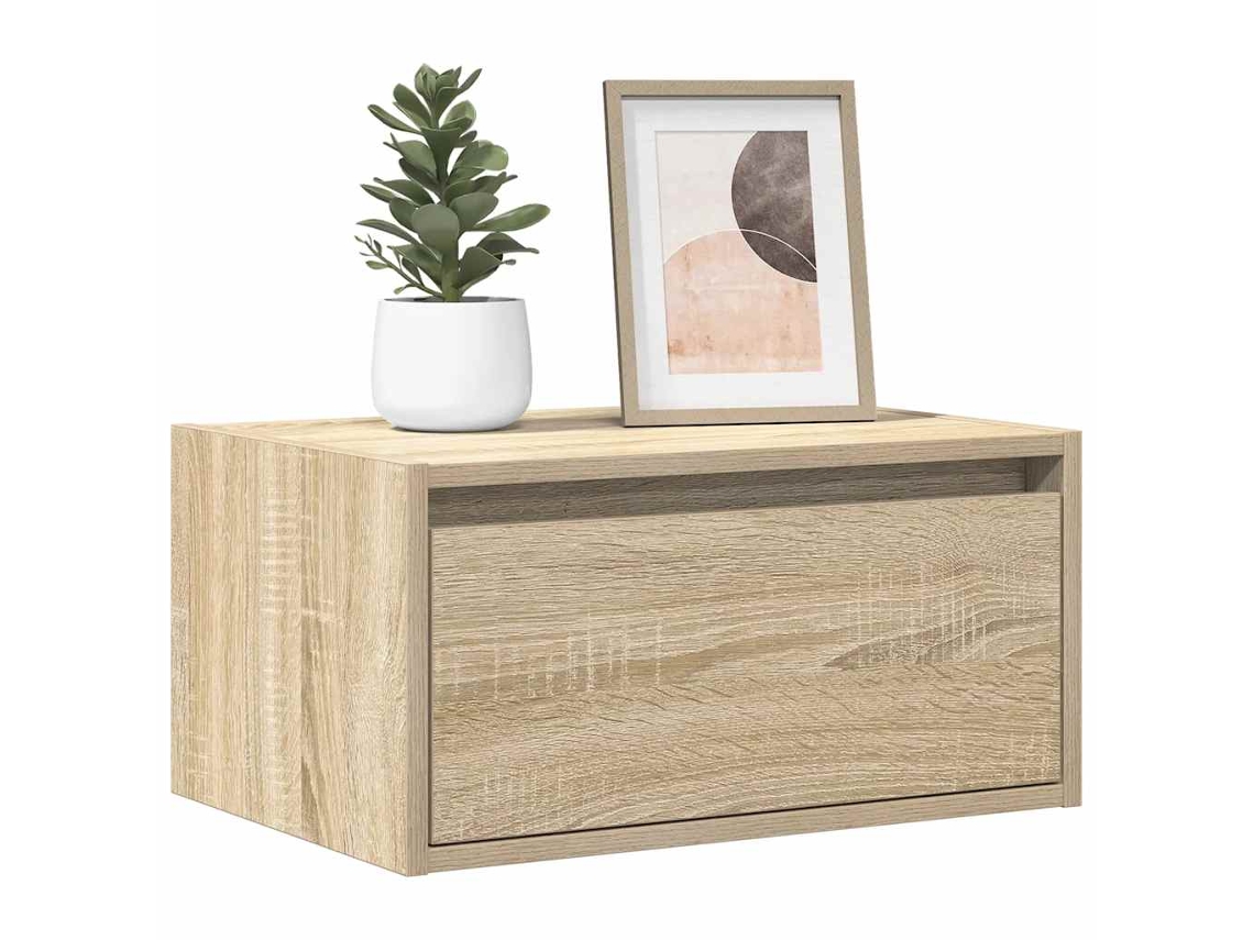 Vidaxl Mesa De Cabeceira De Parede Com Luzes Led Carvalho Sonoma