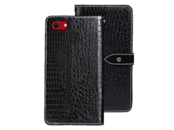 Capa Flip De Couro Sintético Com Textura De Crocodilo Para Iphone 16e - Preta